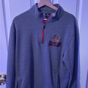 Colosseum Gray Zip-Up Sweater with Red Details